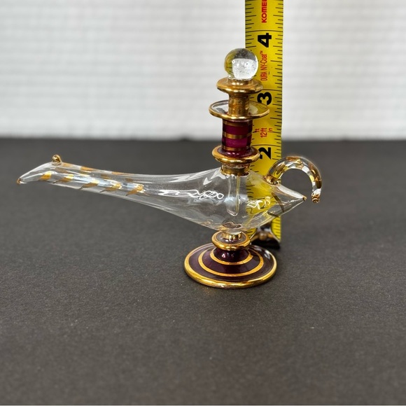 Vintage Aladdin Genie Lamp Hand Blown Glass Perfume Bottle 5.25 X 3.75 - Picture 9 of 10